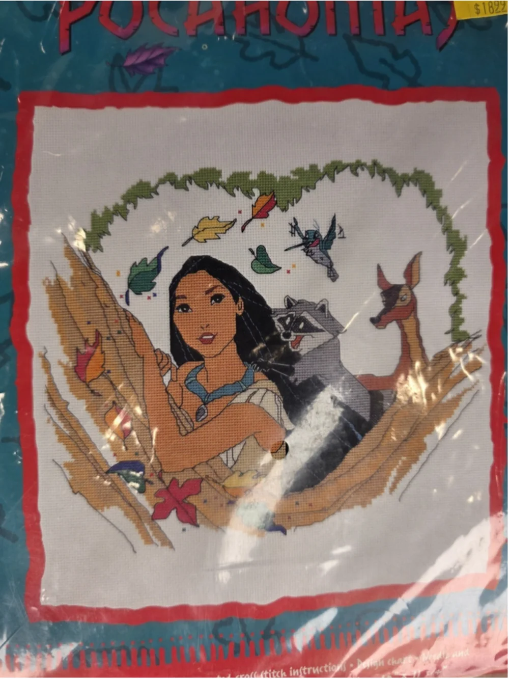 VTG Disney Pocahontas Friends Forest Cross Stitch Kit 37003 Just CrossStitch New